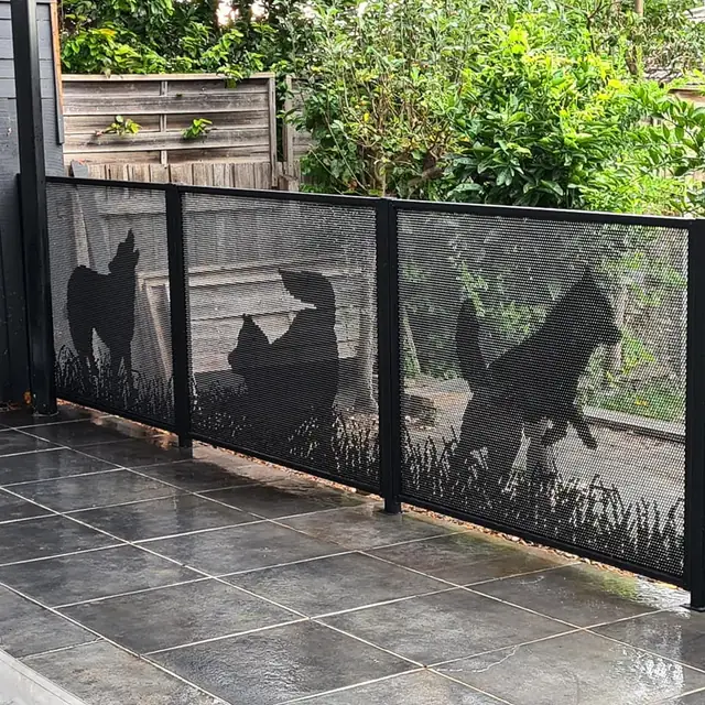 Black one-off custom panels with dog silhouettes cut into them