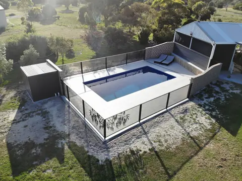 Black Gum design panels around a pool in Western Australia, seen from above