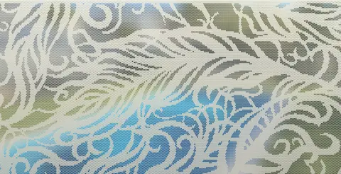 Panel preview: the Feathery design cut into a Textured Surfmist panel