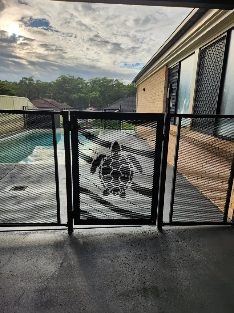 Donna Balzer&rsquo;s PoolPerf pool fence, photographed by Donna and posted on Facebook