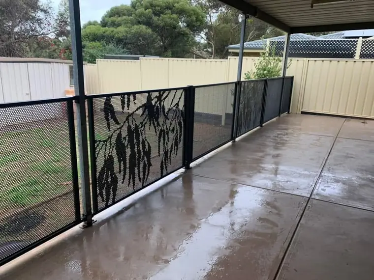 Sherrie Petitt Womack&rsquo;s PoolPerf pool fence, photographed by Sherrie and posted on Facebook
